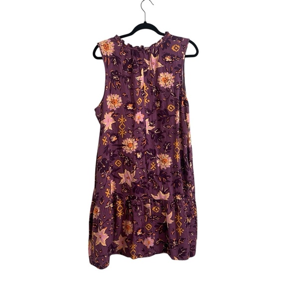 Sonoma Plum Purple Golden Floral Linen Blend Sleeveless Shift Dress Size 0X - Picture 7 of 7
